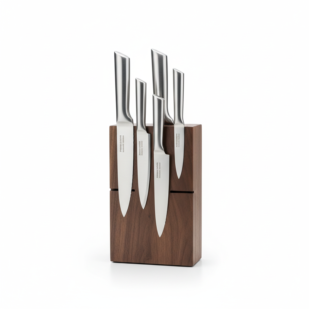 Kit de Facas Inox com Suporte de Madeira